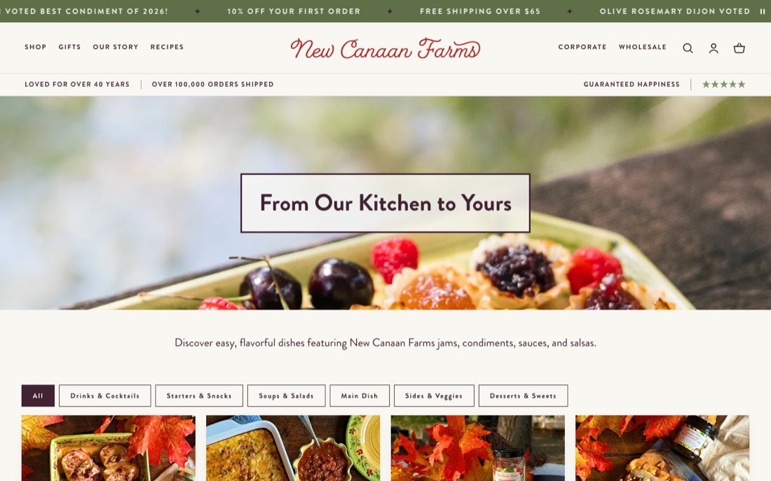 The new recipe index, first screen.