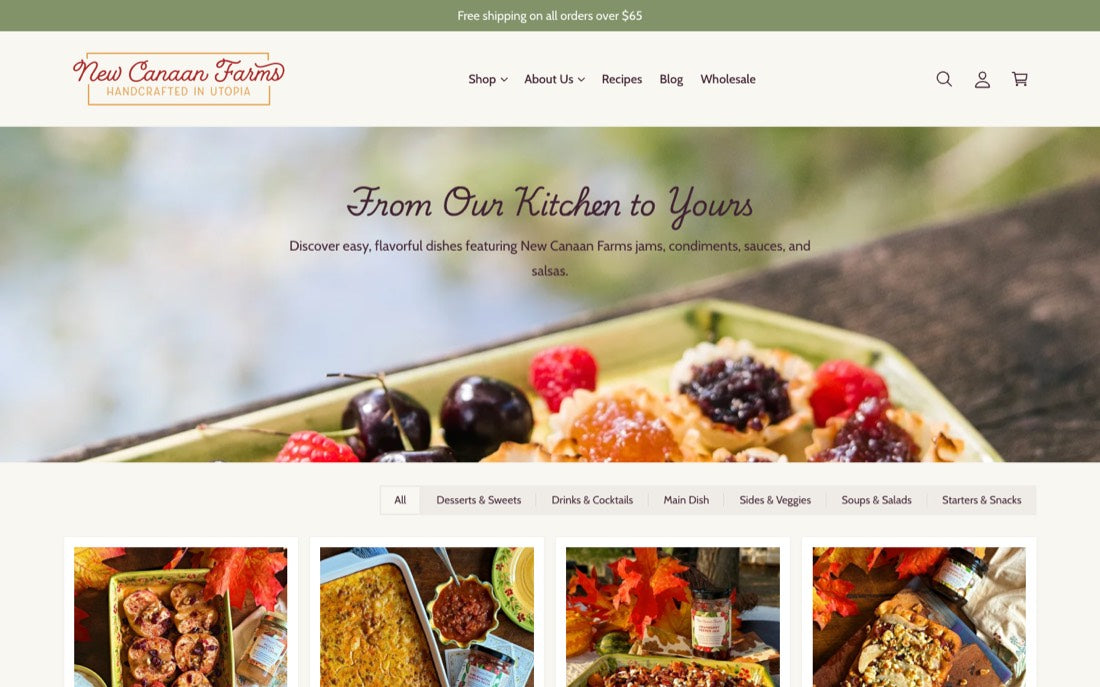The old recipe index, first screen.